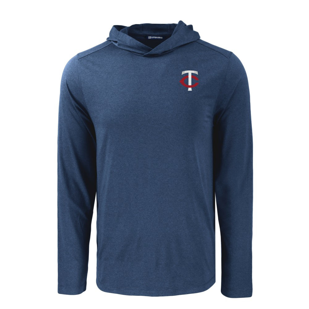 Navy Minnesota Twins Cutter & Buck Coastline Epic Comfort Recycled Eco Hoodie Long Sleeve T-Shirt