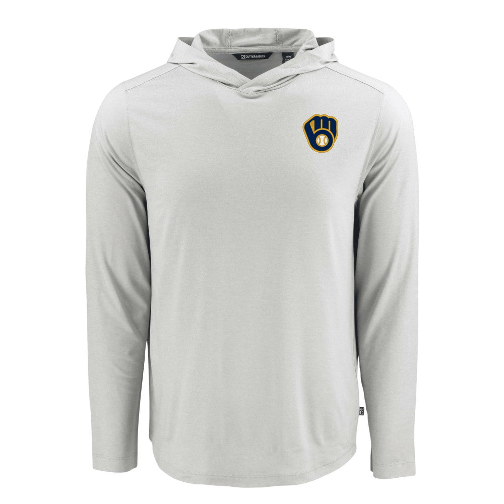 Gray Milwaukee Brewers Cutter & Buck Coastline Epic Comfort Recycled Eco Hoodie Long Sleeve T-Shirt