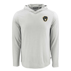 Gray Milwaukee Brewers Cutter & Buck Coastline Epic Comfort Recycled Eco Hoodie Long Sleeve T-Shirt
