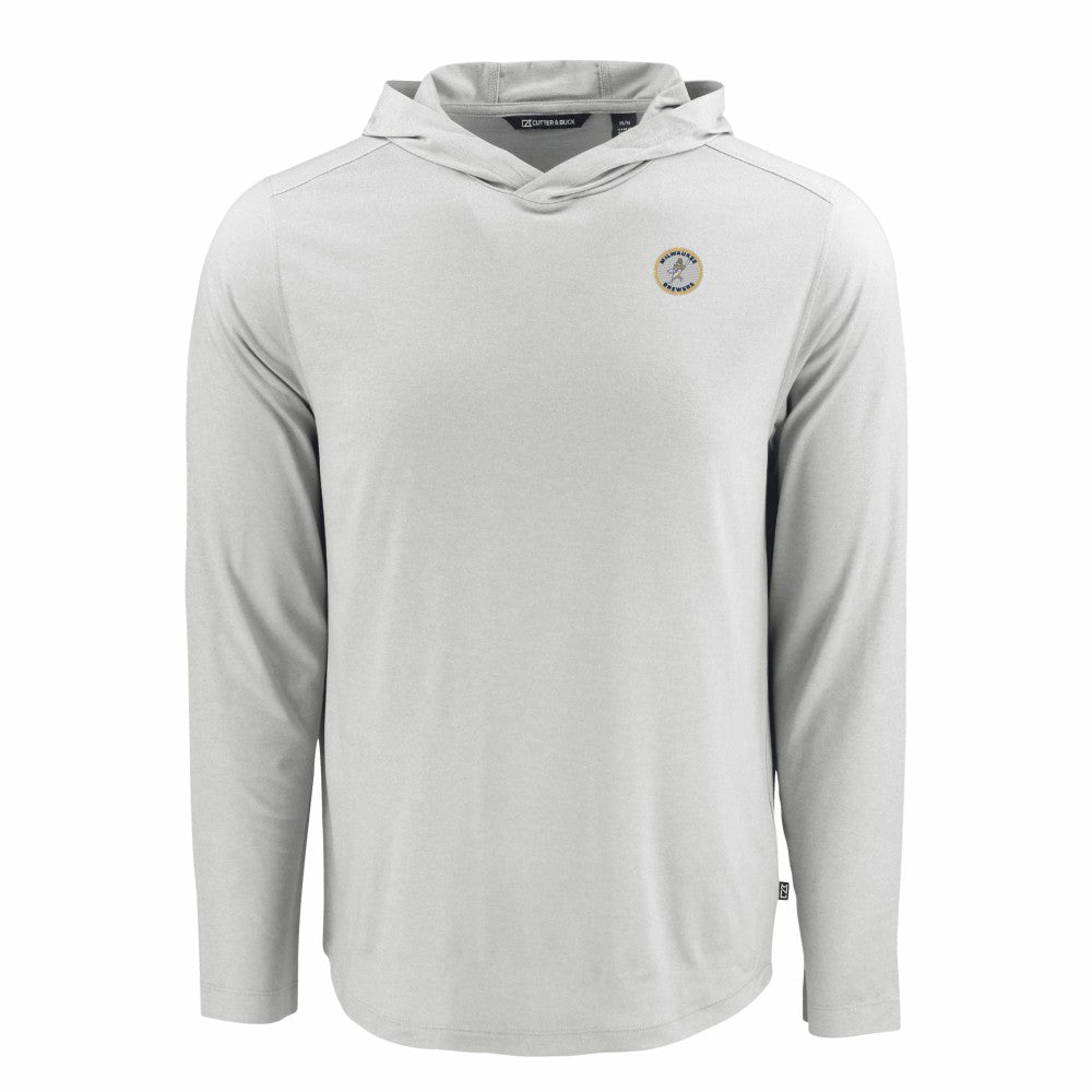 Gray Milwaukee Brewers Cutter & Buck Coastline Epic Comfort Recycled Eco Hoodie Long Sleeve T-Shirt