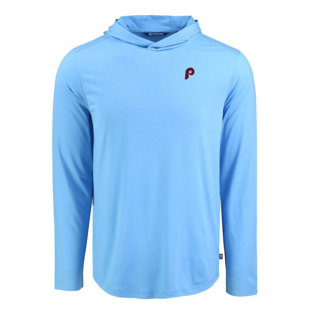 Light Blue Philadelphia Phillies Cutter & Buck Coastline Epic Comfort Recycled Eco Hoodie Long Sleeve T-Shirt