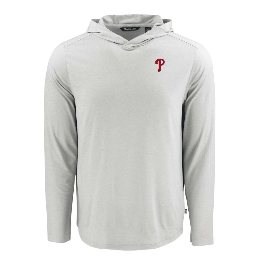 Gray Philadelphia Phillies Cutter & Buck Coastline Epic Comfort Recycled Eco Hoodie Long Sleeve T-Shirt