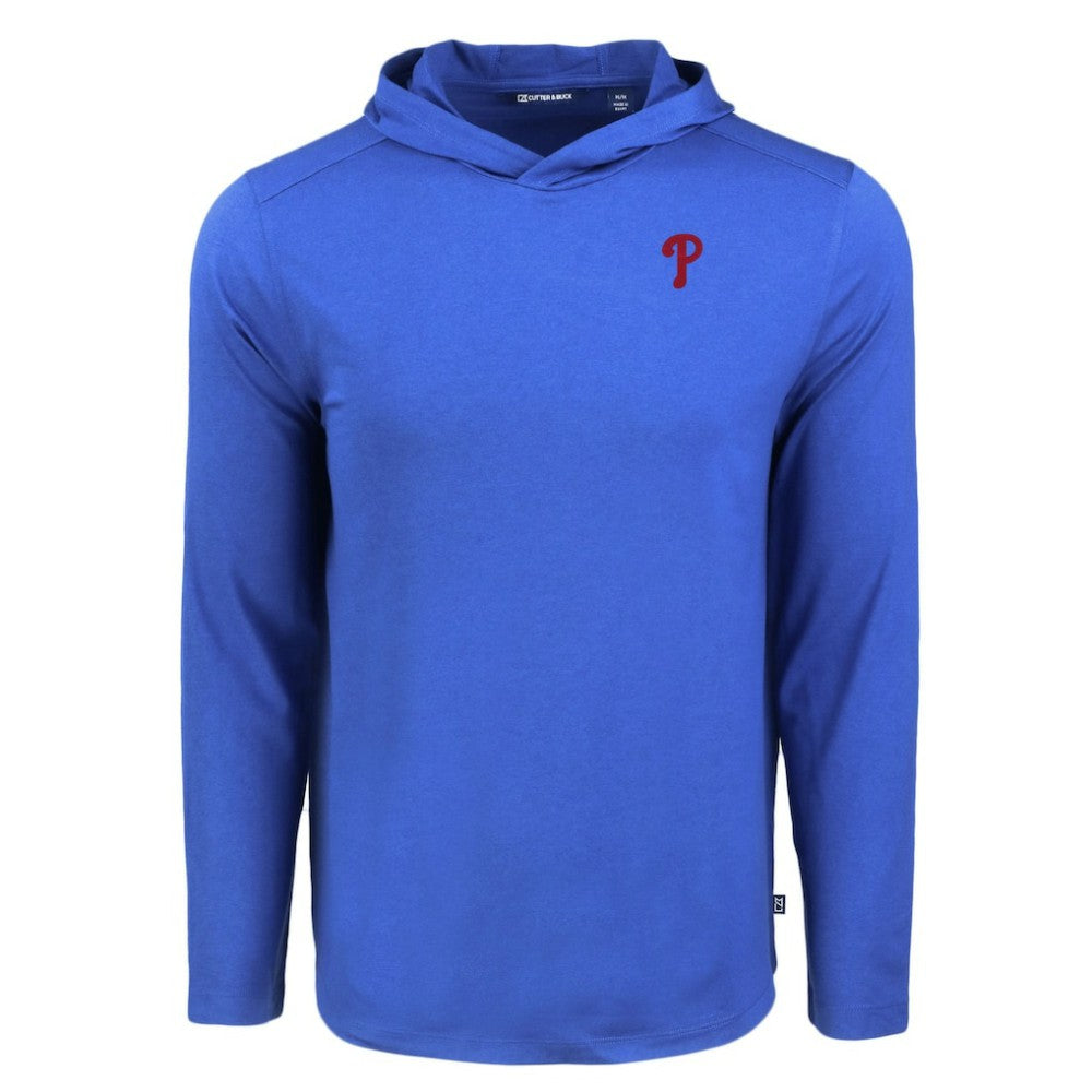 Royal Philadelphia Phillies Cutter & Buck Coastline Epic Comfort Recycled Eco Hoodie Long Sleeve T-Shirt