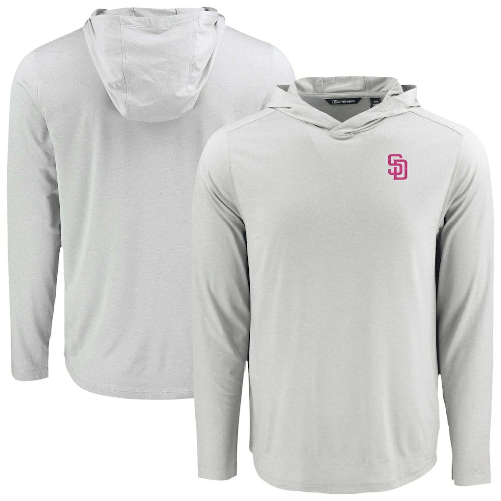 Gray San Diego Padres Cutter & Buck Coastline Epic Comfort Recycled Eco Hoodie Long Sleeve T-Shirt