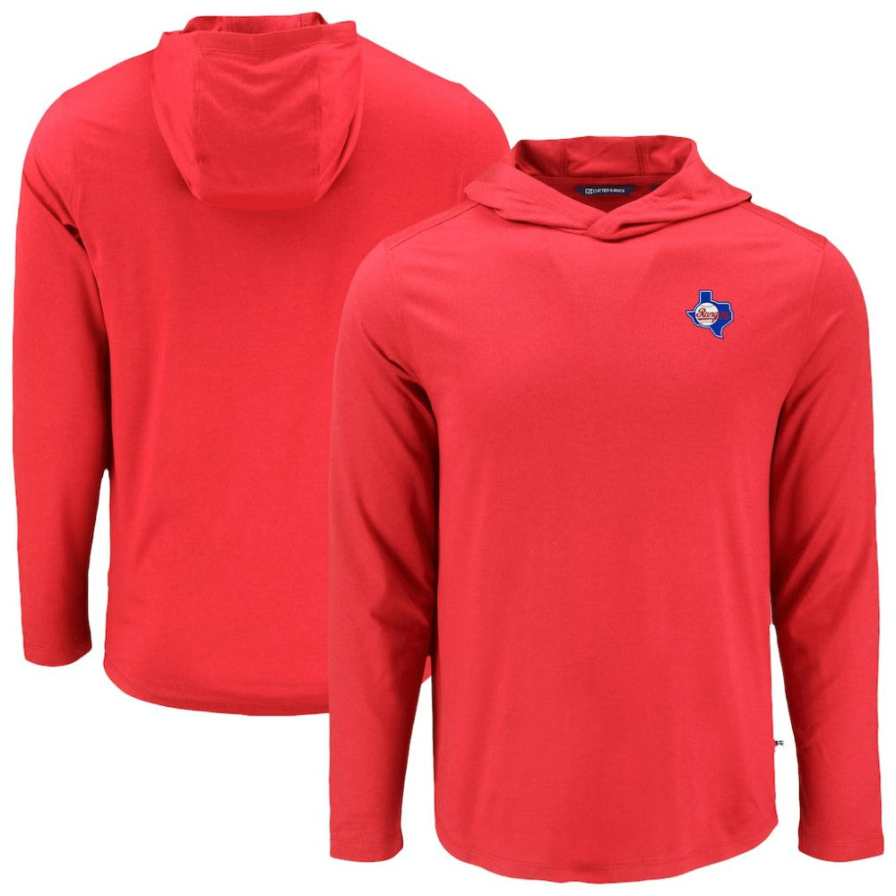 Red Texas Rangers Cutter & Buck Coastline Epic Comfort Recycled Eco Hoodie Long Sleeve T-Shirt
