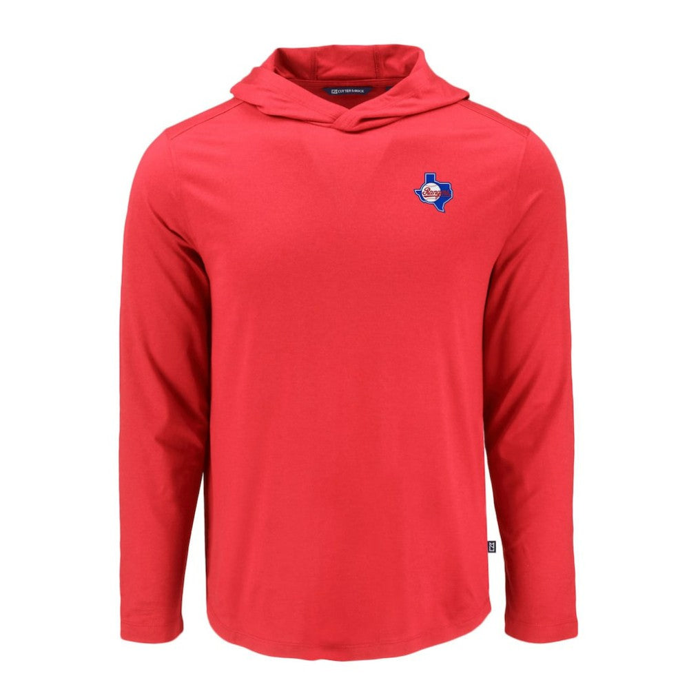 Red Texas Rangers Cutter & Buck Coastline Epic Comfort Recycled Eco Hoodie Long Sleeve T-Shirt