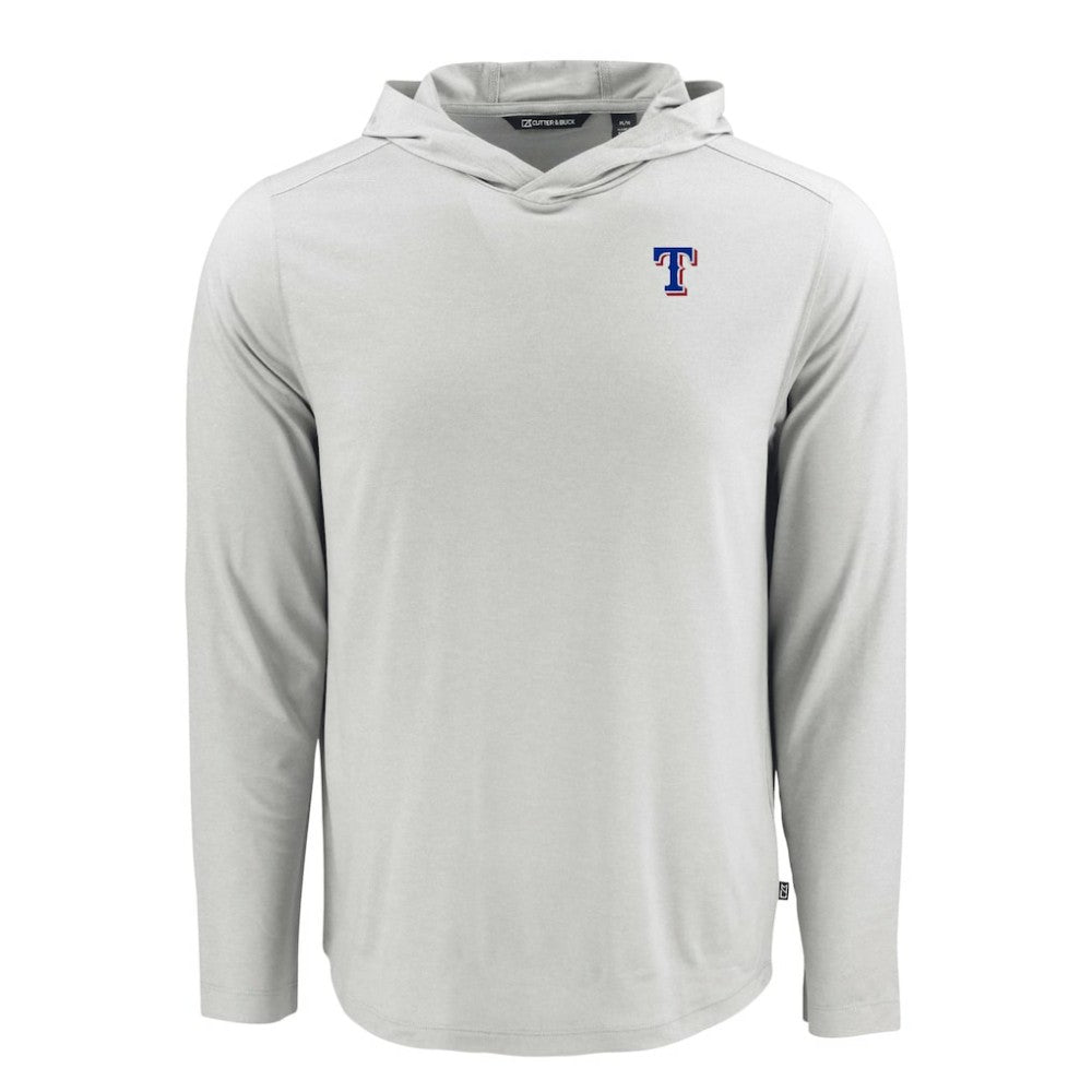 Gray Texas Rangers Cutter & Buck Coastline Epic Comfort Recycled Eco Hoodie Long Sleeve T-Shirt