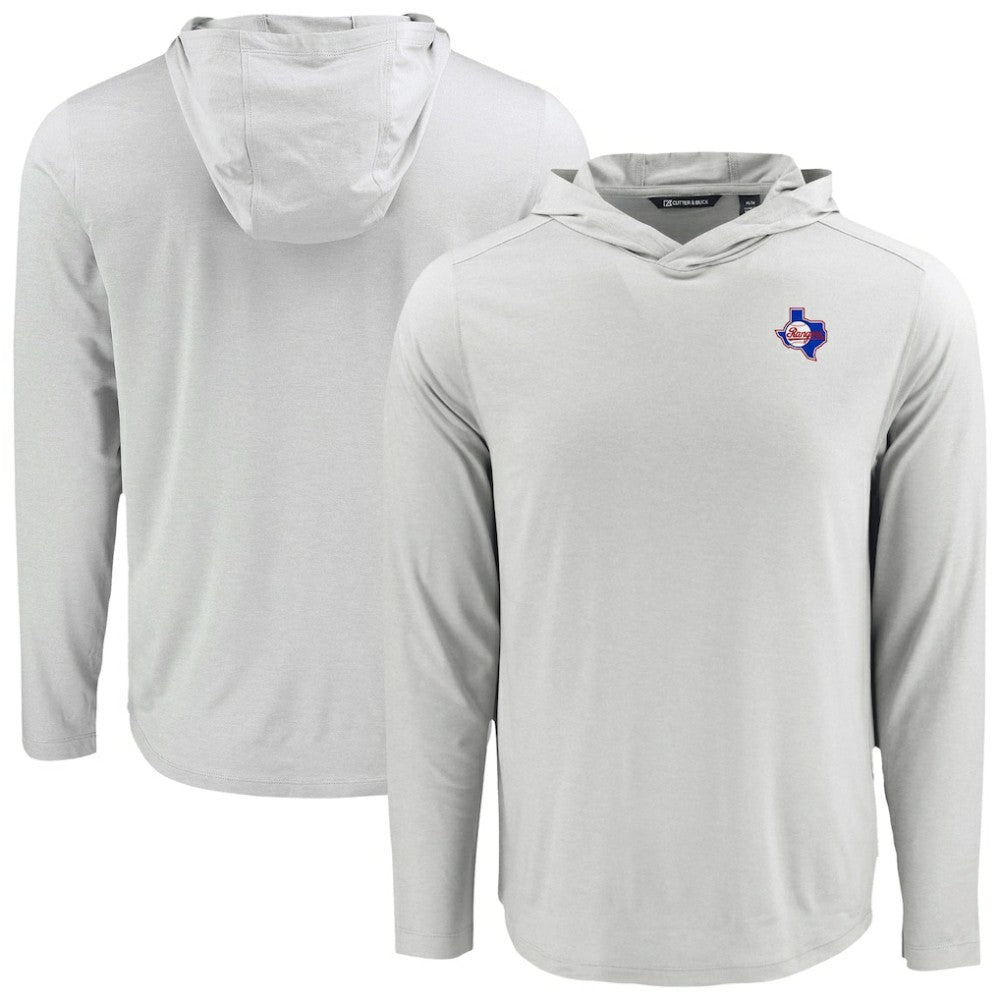Gray Texas Rangers Cutter & Buck Coastline Epic Comfort Recycled Eco Hoodie Long Sleeve T-Shirt