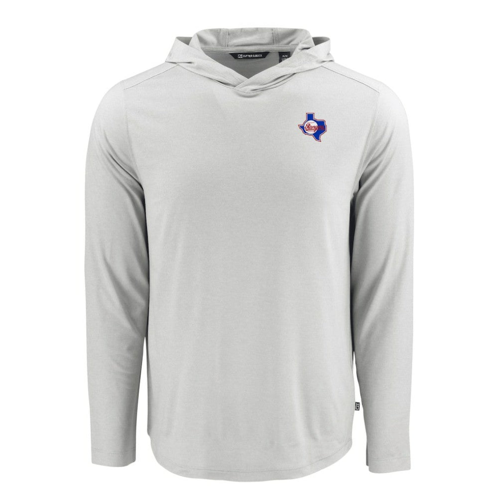 Gray Texas Rangers Cutter & Buck Coastline Epic Comfort Recycled Eco Hoodie Long Sleeve T-Shirt