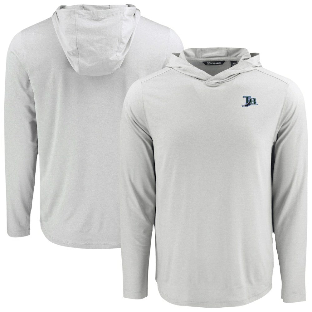Gray Tampa Bay Rays Cutter & Buck Coastline Epic Comfort Recycled Eco Hoodie Long Sleeve T-Shirt