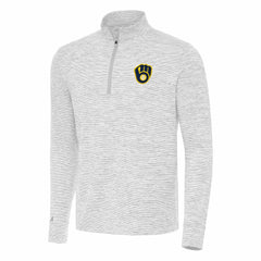 Gray/White Milwaukee Brewers Antigua Cause Quarter-Zip Top