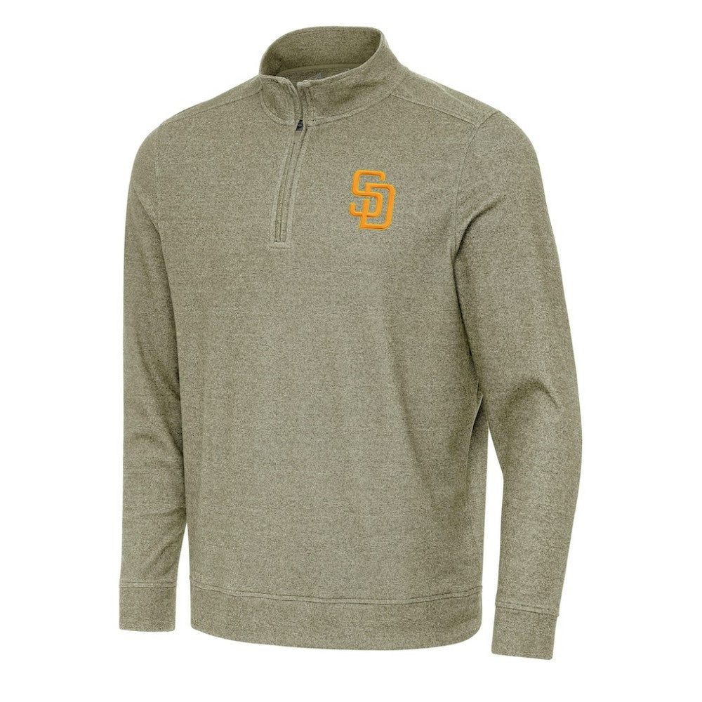 Heather Olive San Diego Padres Antigua Subtle Quarter-Zip Sweatshirt