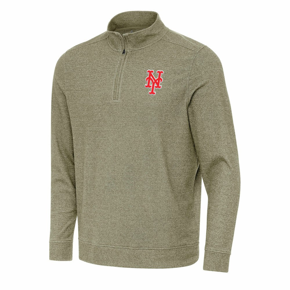 Heather Olive New York Mets Antigua Subtle Quarter-Zip Sweatshirt