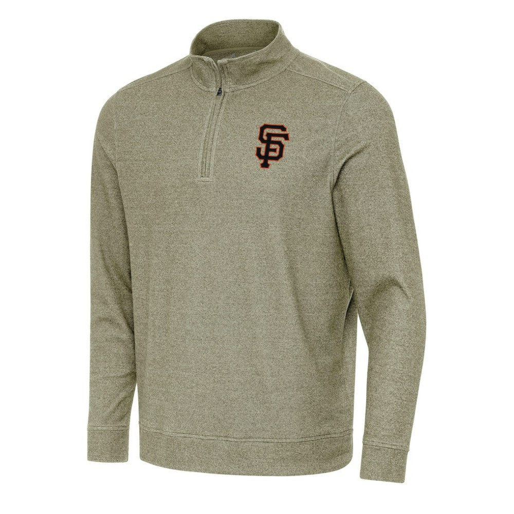 Heather Olive San Francisco Giants Antigua Subtle Quarter-Zip Sweatshirt