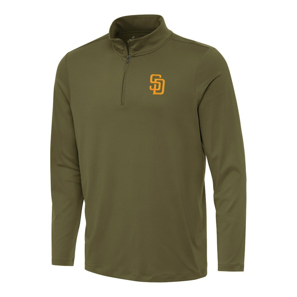 Olive San Diego Padres Antigua Reprocess Quarter-Zip Top