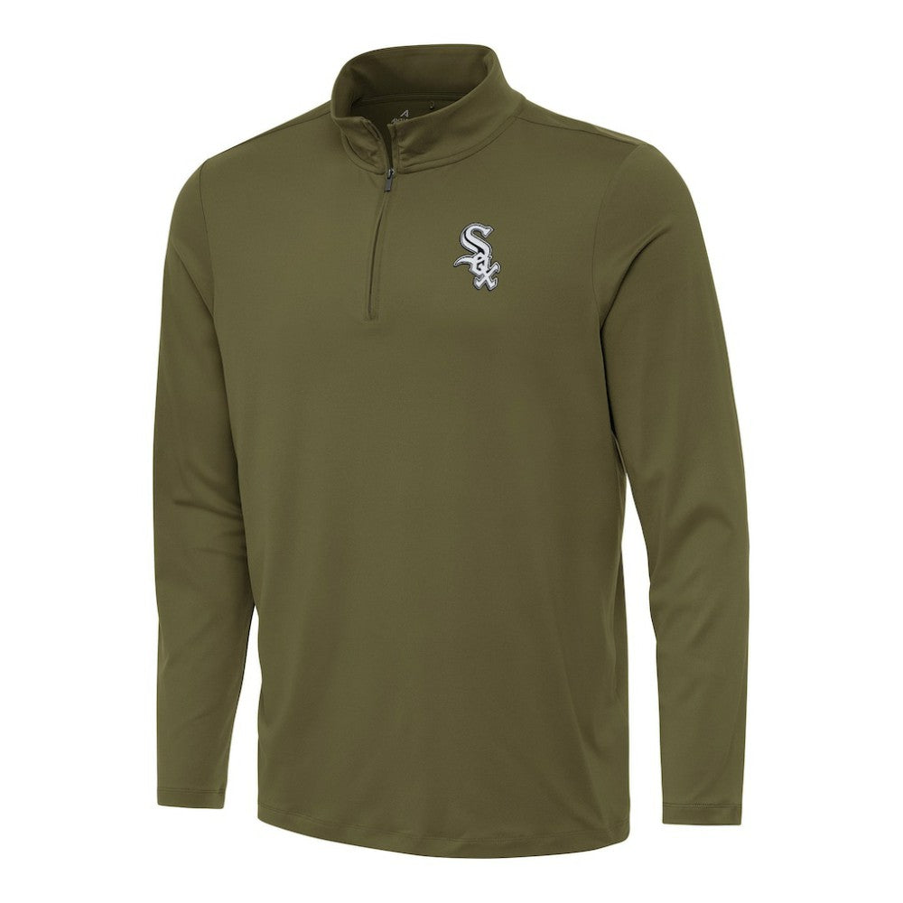 Olive Chicago White Sox Antigua Reprocess Quarter-Zip Top