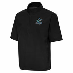 Black Miami Marlins Antigua Brisk Quarter-Zip Wind Shirt