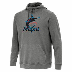 Heather Black Miami Marlins Antigua Cloud Pullover Hoodie