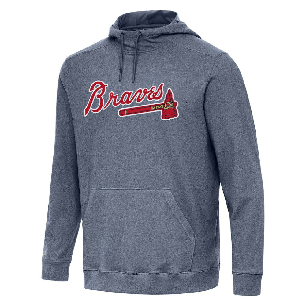 Heather Navy Atlanta Braves Antigua Cloud Pullover Hoodie