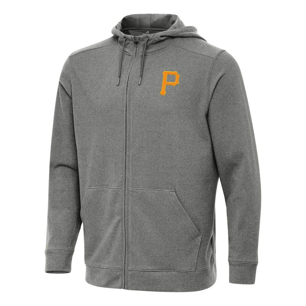 Heather Black Pittsburgh Pirates Antigua Effortless Full-Zip Hooded Jacket
