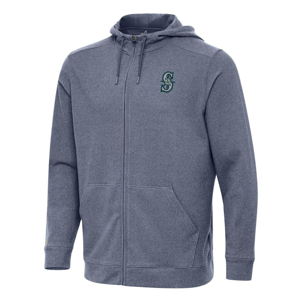 Heather Navy Seattle Mariners Antigua Effortless Full-Zip Hooded Jacket