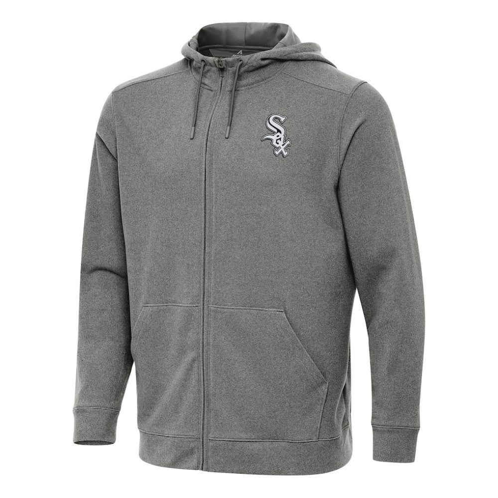 Heather Black Chicago White Sox Antigua Effortless Full-Zip Hooded Jacket