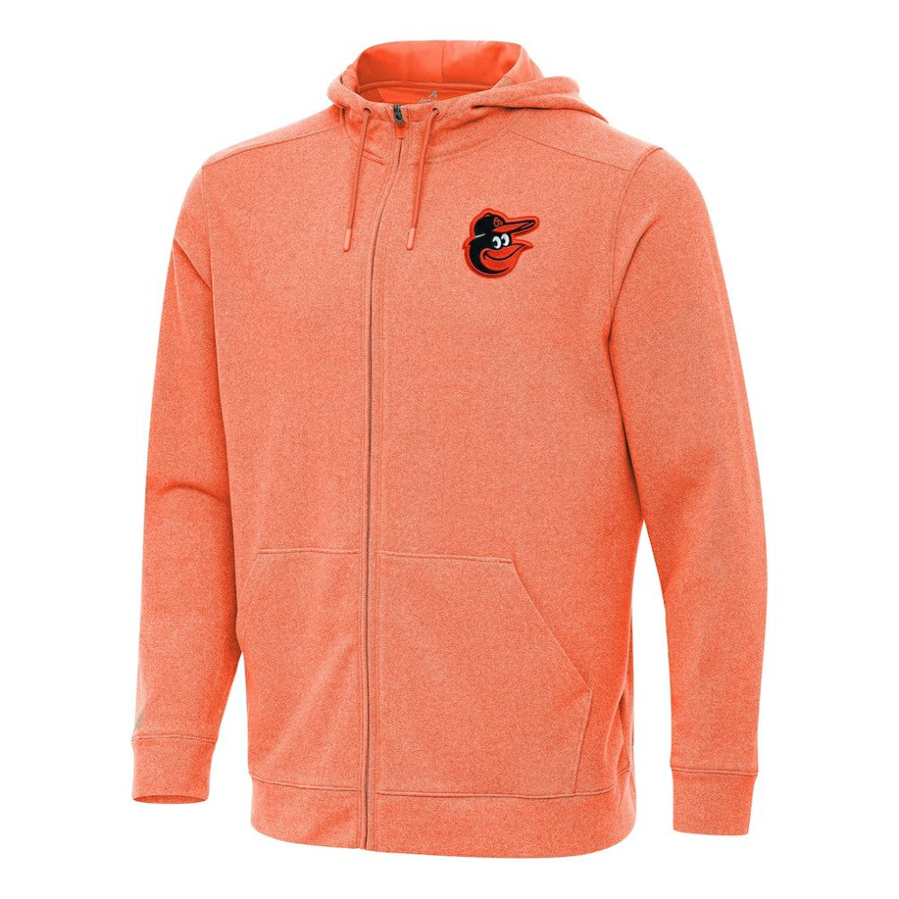 Heather Orange Baltimore Orioles Antigua Effortless Full-Zip Hooded Jacket