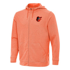 Heather Orange Baltimore Orioles Antigua Effortless Full-Zip Hooded Jacket