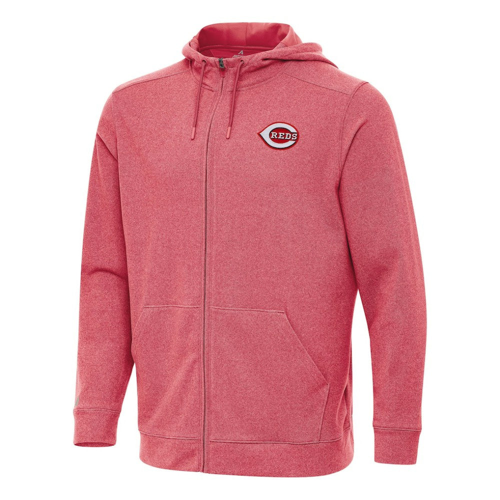 Heather Red Cincinnati Reds Antigua Effortless Full-Zip Hooded Jacket