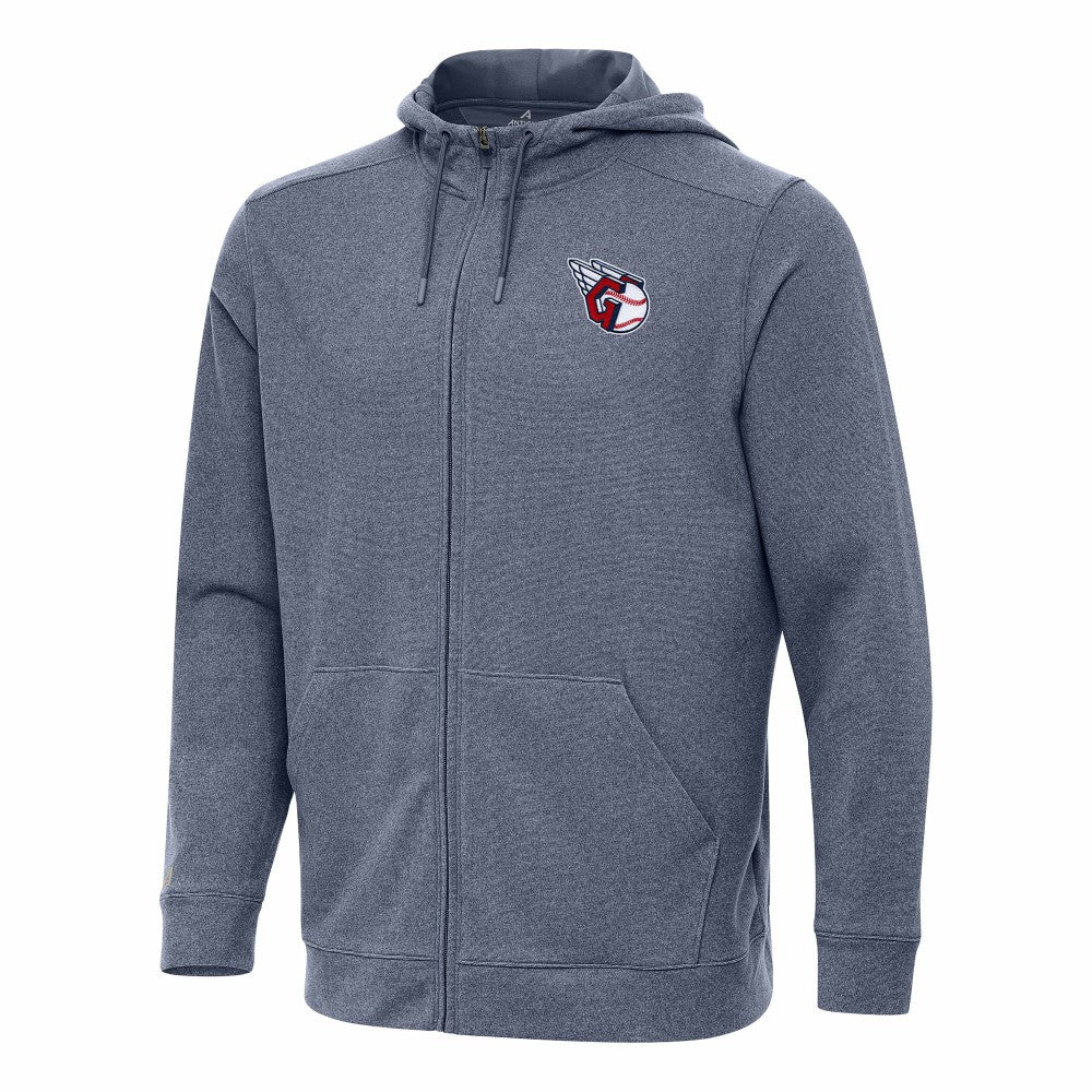 Heather Navy Cleveland Guardians Antigua Effortless Full-Zip Hooded Jacket