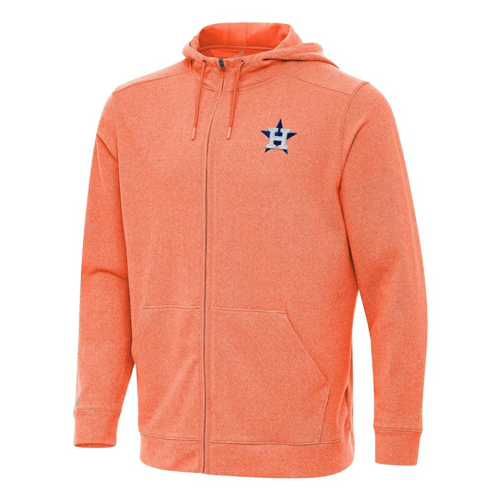 Heather Orange Houston Astros Antigua Effortless Full-Zip Hooded Jacket