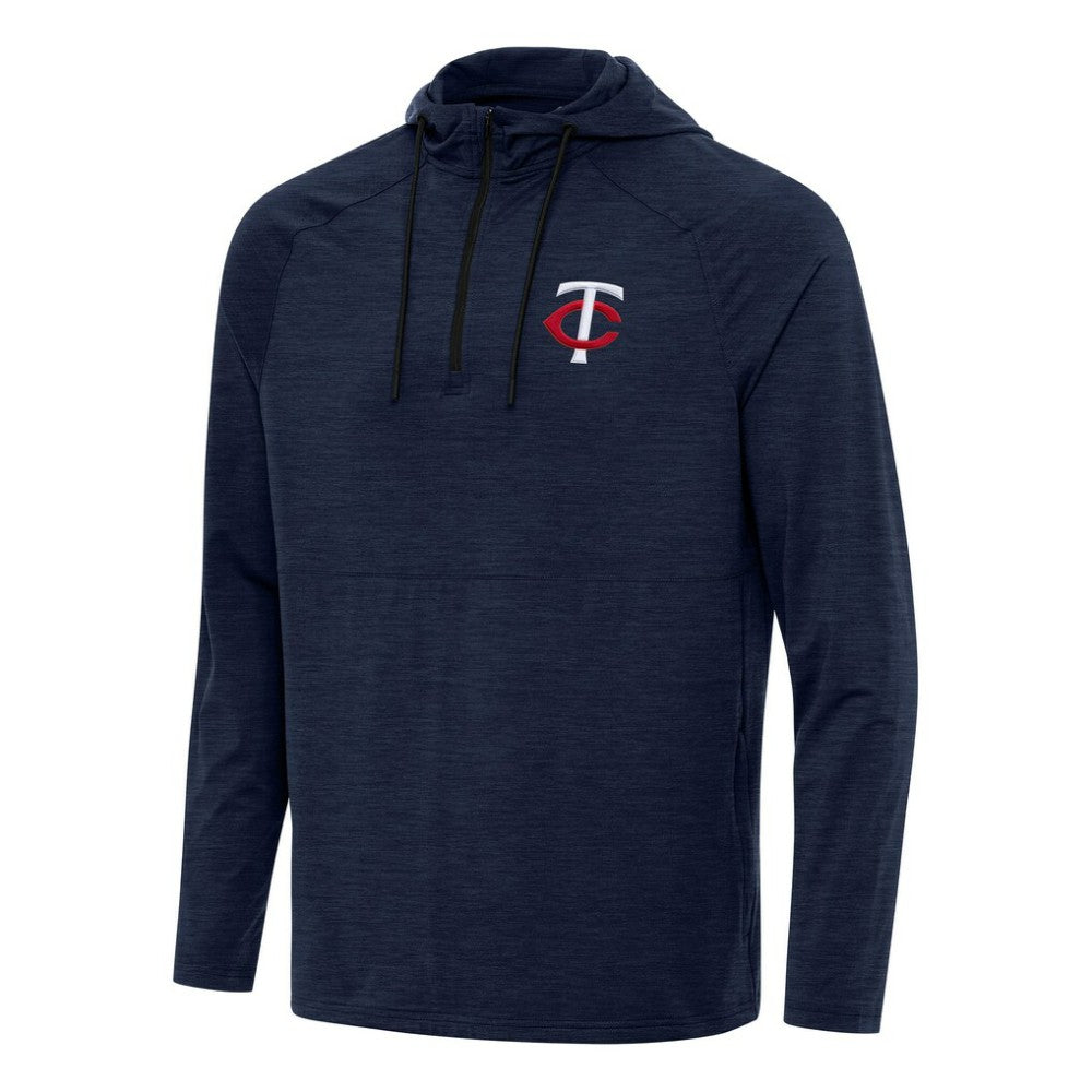 Heather Navy Minnesota Twins Antigua Spikes Quarter-Zip Pullover Hoodie