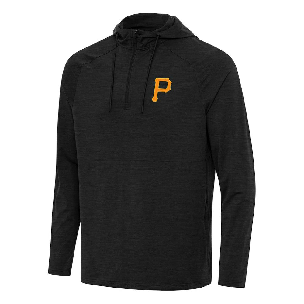 Heather Black Pittsburgh Pirates Antigua Spikes Quarter-Zip Pullover Hoodie