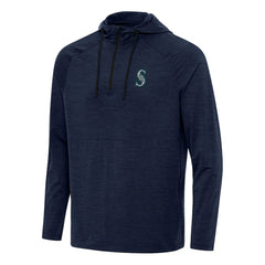 Heather Navy Seattle Mariners Antigua Spikes Quarter-Zip Pullover Hoodie