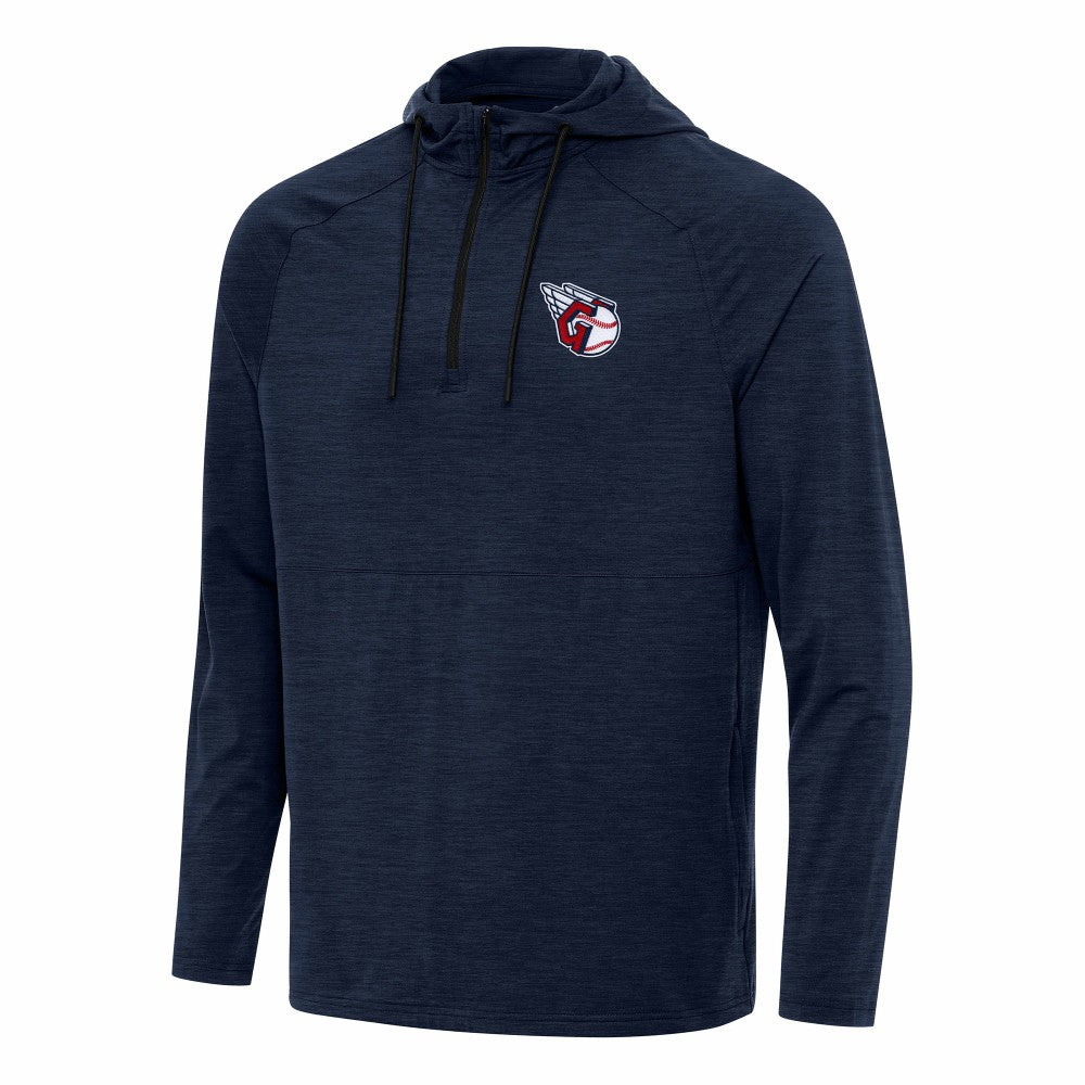 Heather Navy Cleveland Guardians Antigua Spikes Quarter-Zip Pullover Hoodie