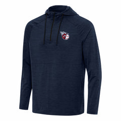 Heather Navy Cleveland Guardians Antigua Spikes Quarter-Zip Pullover Hoodie