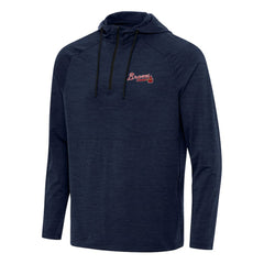 Heather Navy Atlanta Braves Antigua Spikes Quarter-Zip Pullover Hoodie