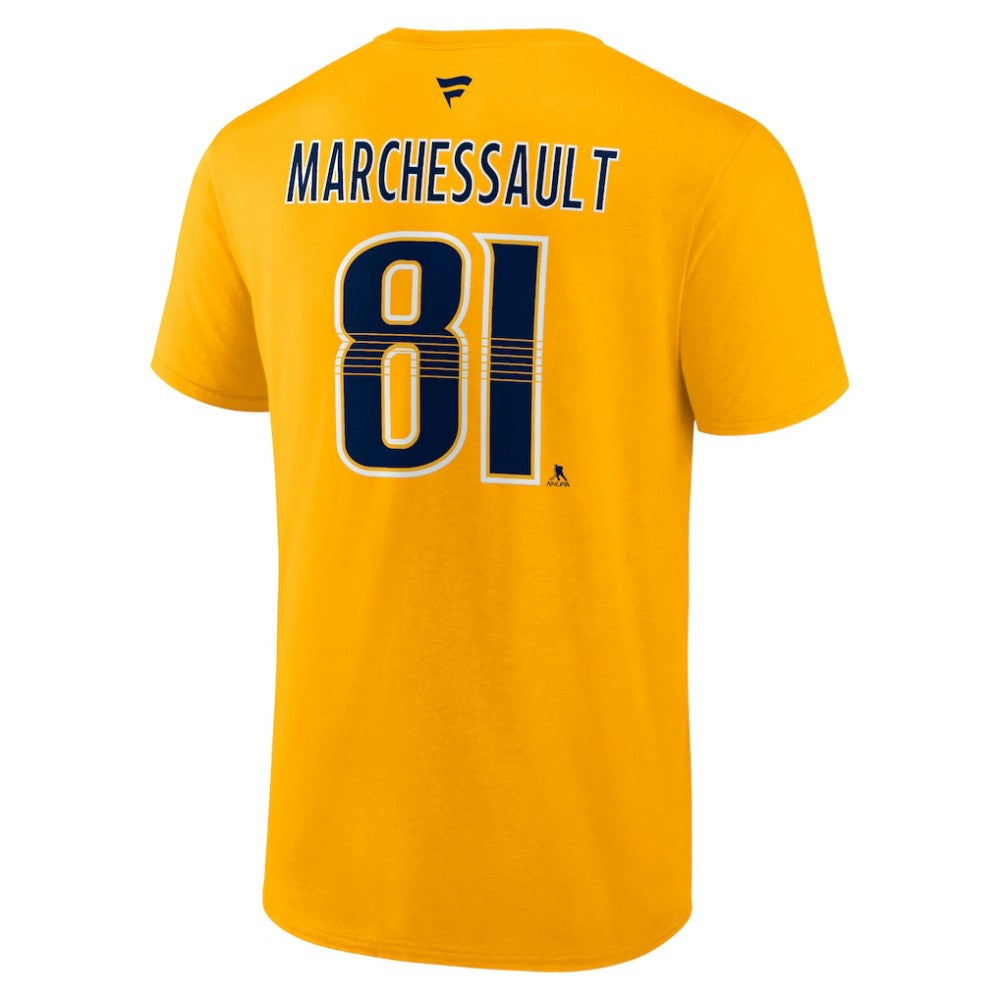 NHL Jonathan Marchessault Nashville Predators Fanatics Authentic Stack Name & Number T-Shirt