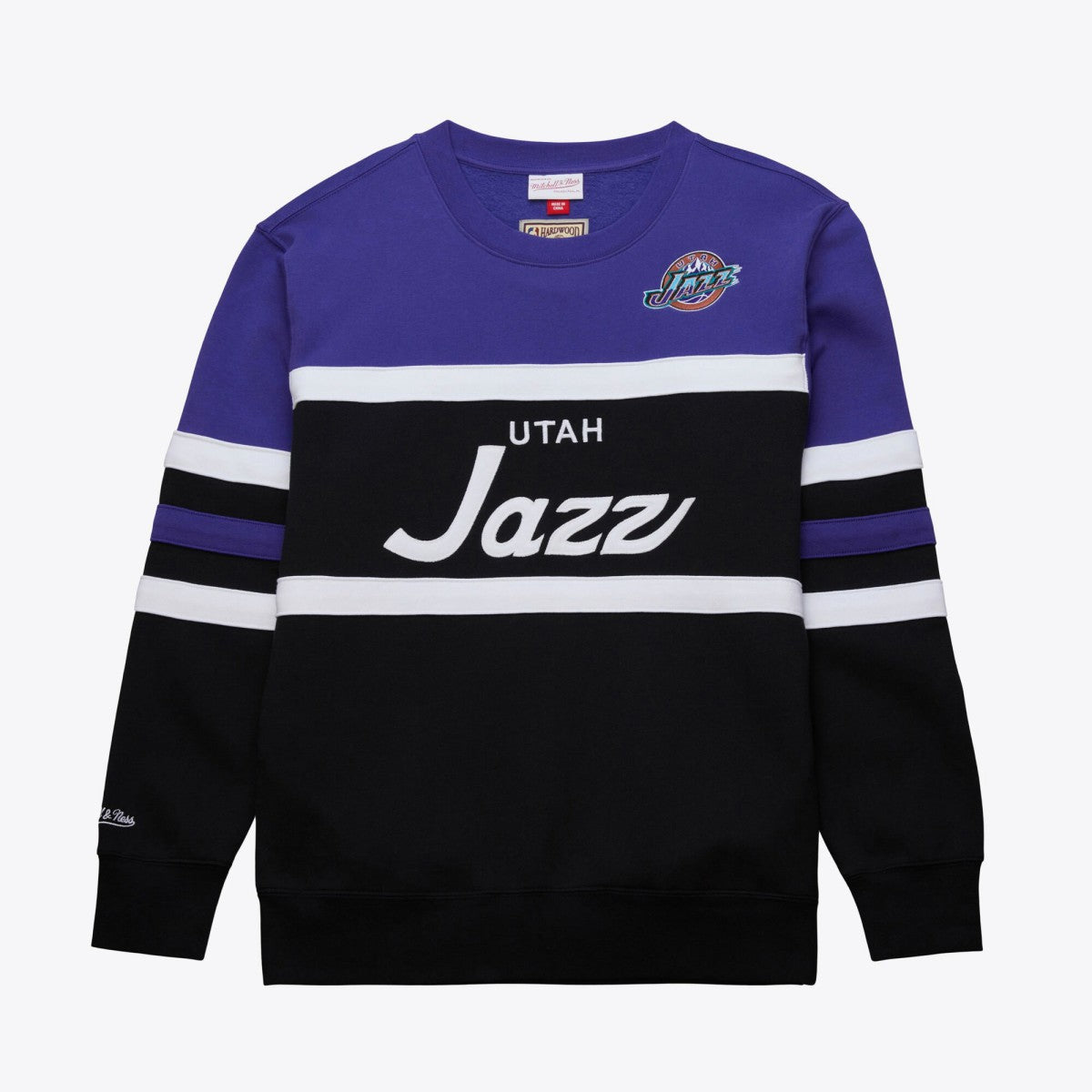 Mitchell & Ness Utah Jazz Hardwood Classics Vintage Logo Head Coach Pullover Sweatshirt