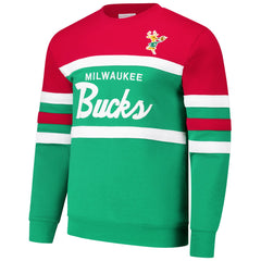 Mitchell & Ness Milwaukee Bucks Hardwood Classics Vintage Logo Head Coach Pullover Sweatshirt