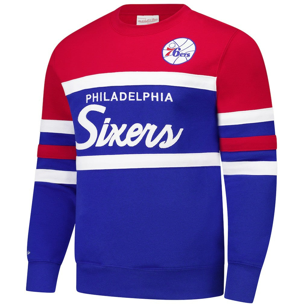Mitchell & Ness Philadelphia 76ers Hardwood Classics Vintage Logo Head Coach Pullover Sweatshirt
