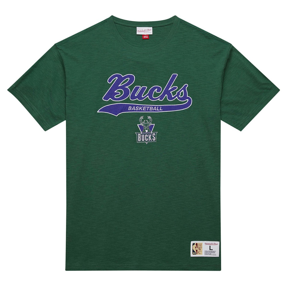Mitchell & Ness Milwaukee Bucks Hardwood Classics Felt Applique Slub T-Shirt