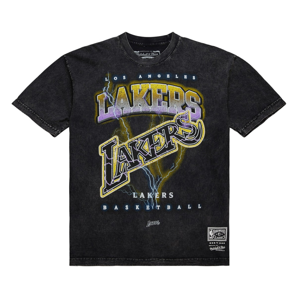 Mitchell & Ness Los Angeles Lakers Unisex Hardwood Classics Vintage Voltage Premium Heavyweight T-Shirt
