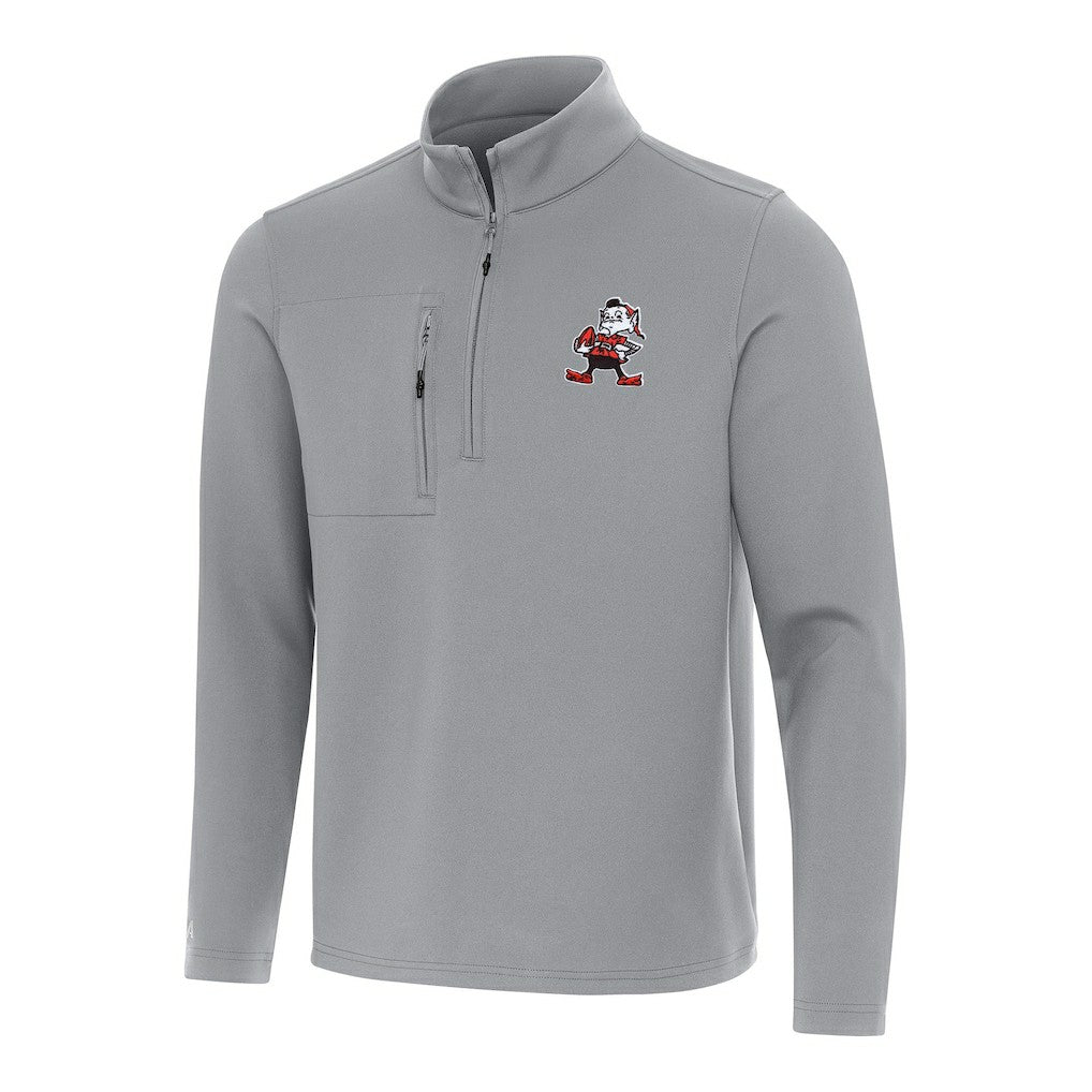 Antigua Brownie Logo Insider Quarter-Zip Pullover Top - Cleveland Browns Pullover