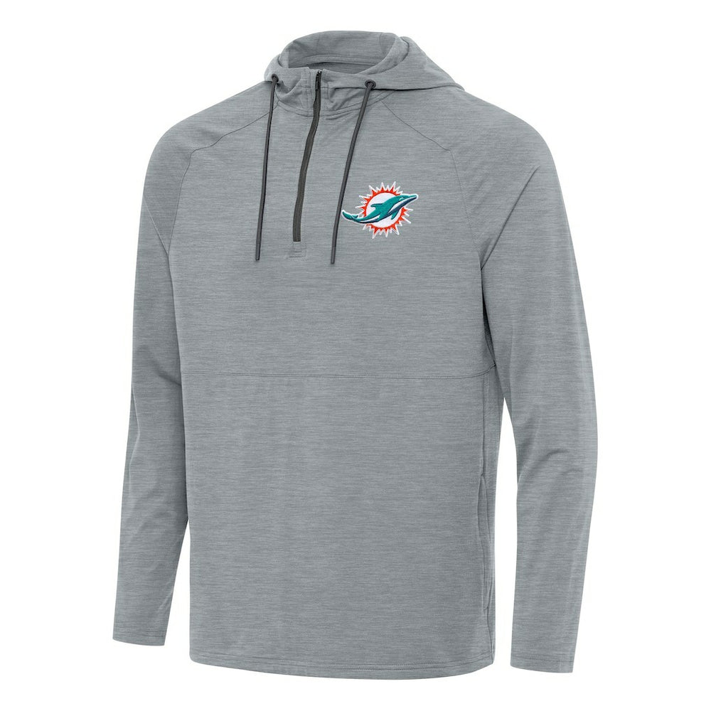 Antigua Spikes Quarter-Zip Pullover Hoodie - Miami Dolphins Hoodies