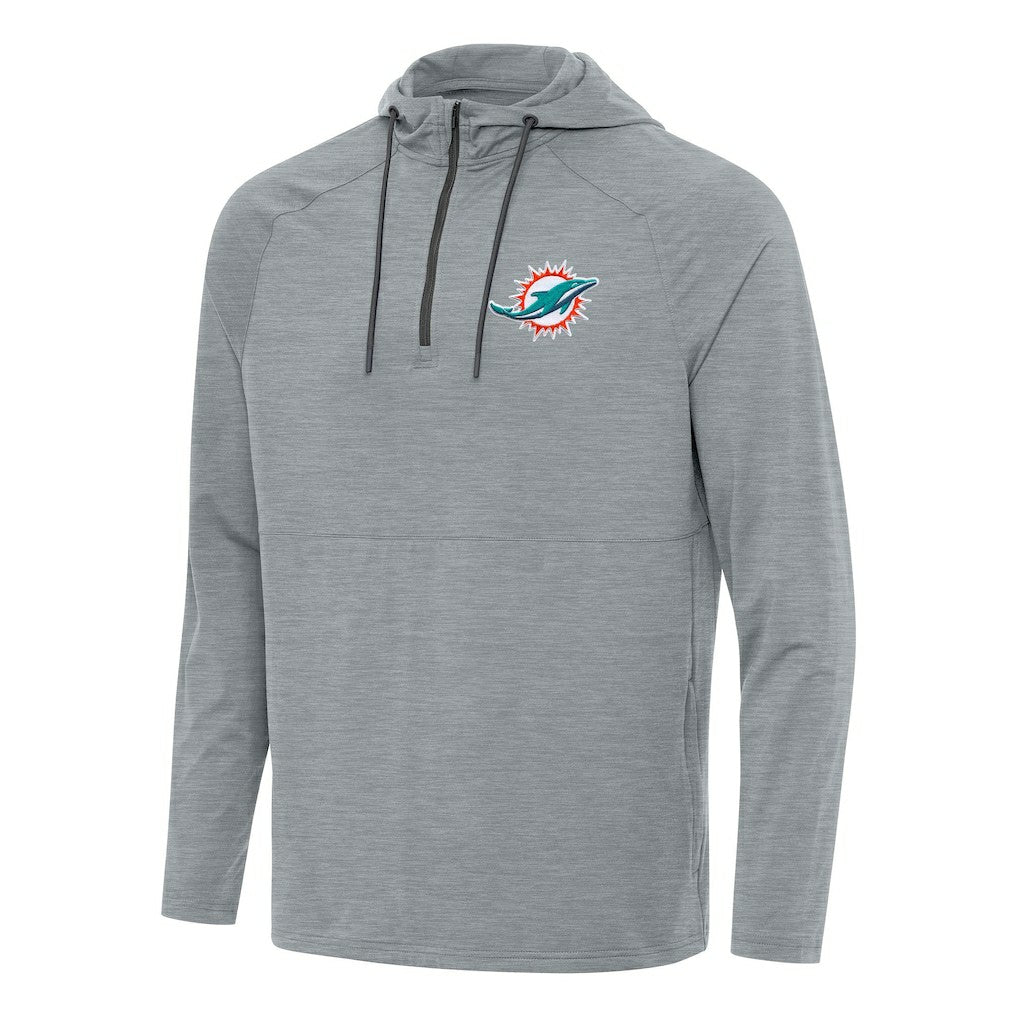Antigua Spikes Quarter-Zip Pullover Hoodie - Miami Dolphins Hoodies