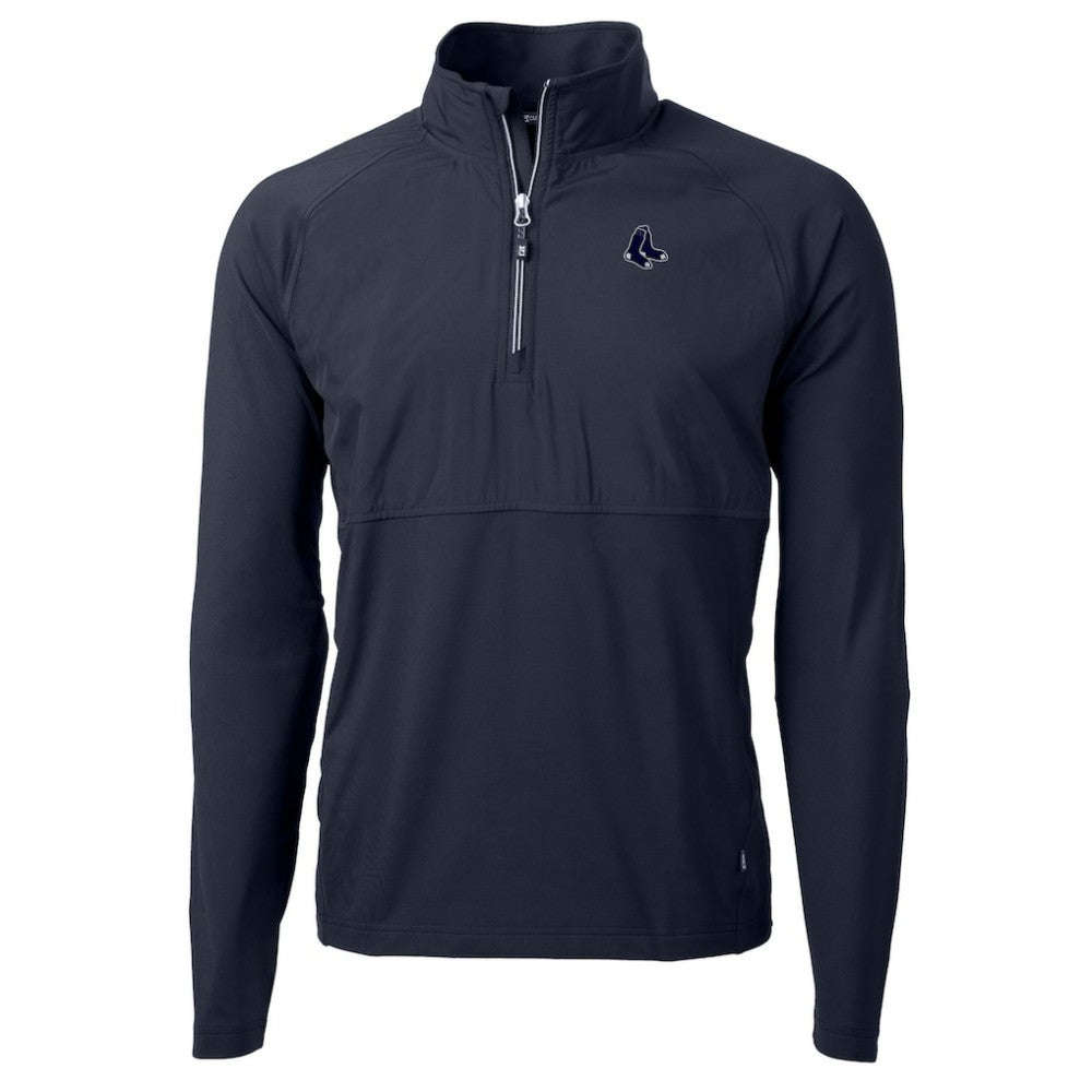 Navy Boston Red Sox Cutter & Buck Adapt Eco Hybrid Raglan DryTec Quarter-Zip Jacket