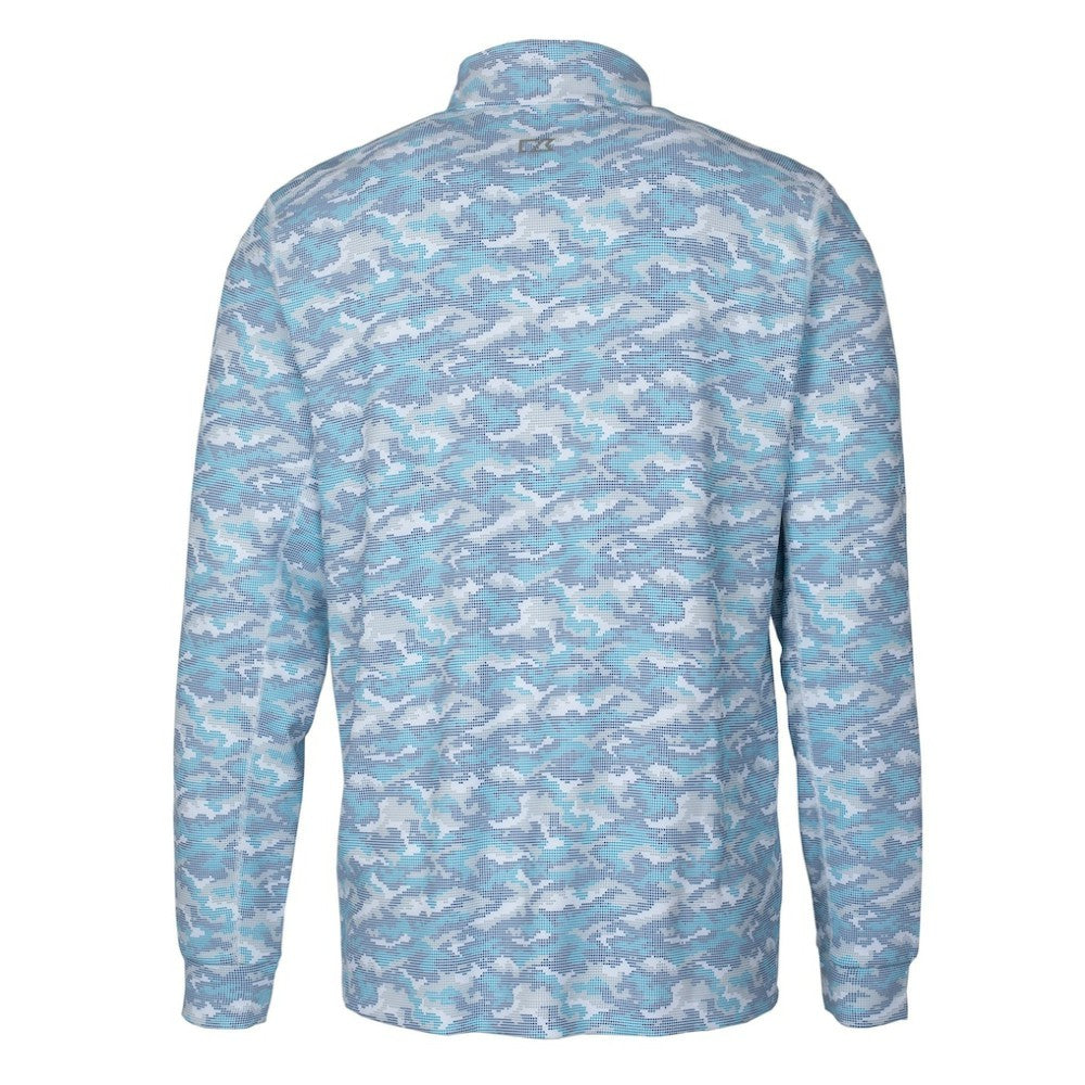 Light Blue Detroit Tigers Cutter & Buck Traverse Eco Camo Tri-Blend DryTec Quarter-Zip Jacket