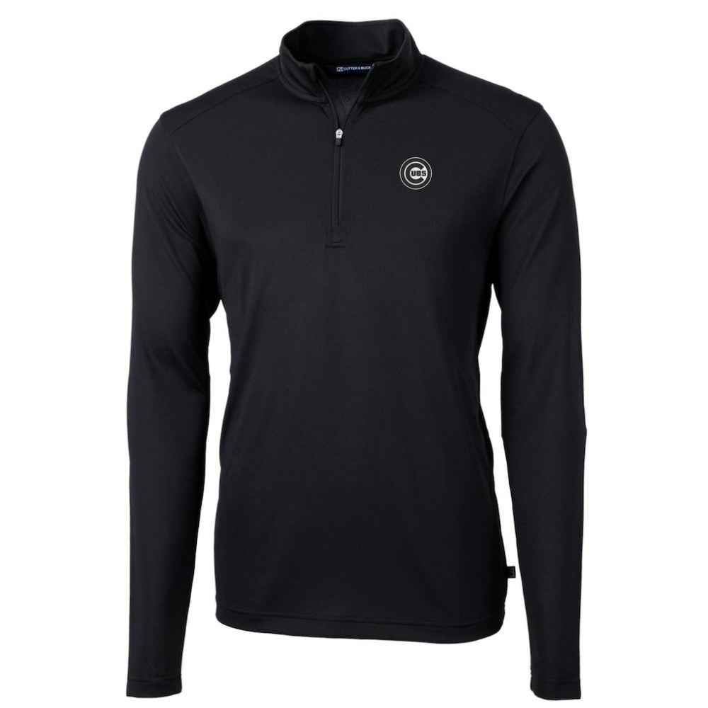 Black Chicago Cubs Cutter & Buck Virtue Eco Pique Quarter-Zip Jacket
