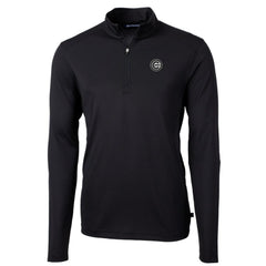 Black Chicago Cubs Cutter & Buck Virtue Eco Pique Quarter-Zip Jacket